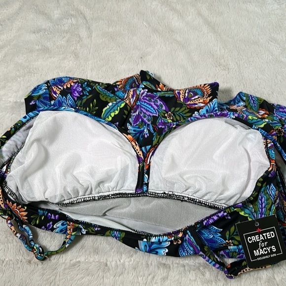 Swim Solutions Boho Paisley Multicolored V-Neck Ruffle one piece Swim Dress sz 8 - Picture 8 of 16